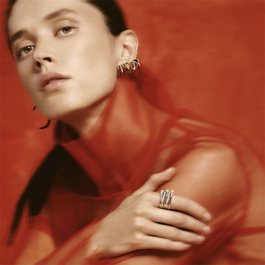 3 elements 'Congiunzioni' earrings in silver and rose gold CONGIUNZIONI | OR3 CONPARG E AU9R CT.0,12